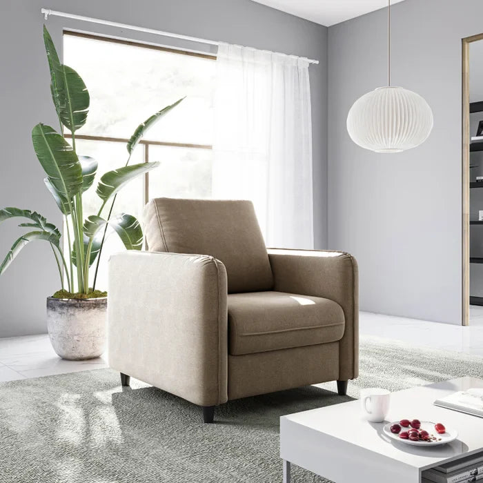 Poltrona Decorativa Orquídea em Veludo Castor com Pés Cônicos