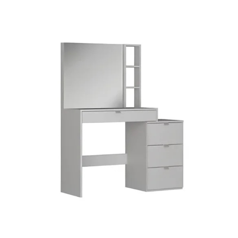 Penteadeira com Espelho, 4 Gavetas e 3 Nichos Branco