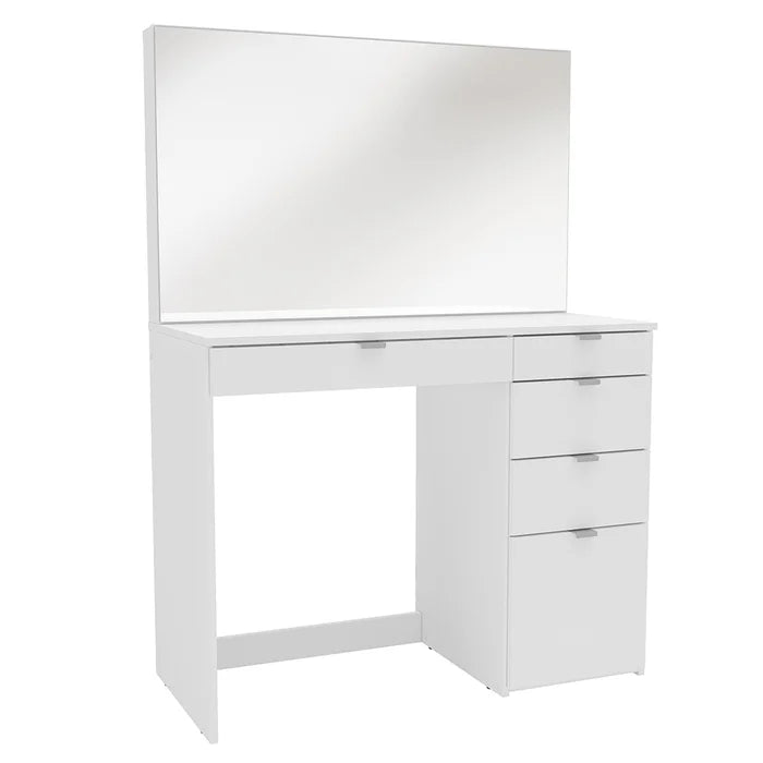 Penteadeira de Maquiagem com Espelho e 5 Gavetas Branco – Linden